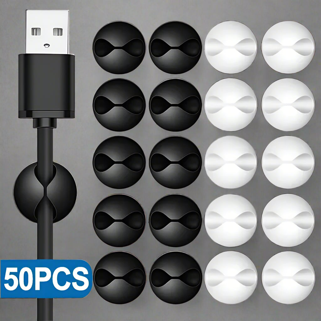 5/50Pcs Mini Cable Winder Organizer USB Charging Cable Clips Desk Tidy Organiser Wire Cord Holder Protectors in Home Office Car