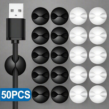 5/50Pcs Mini Cable Winder Organizer USB Charging Cable Clips Desk Tidy Organiser Wire Cord Holder Protectors in Home Office Car